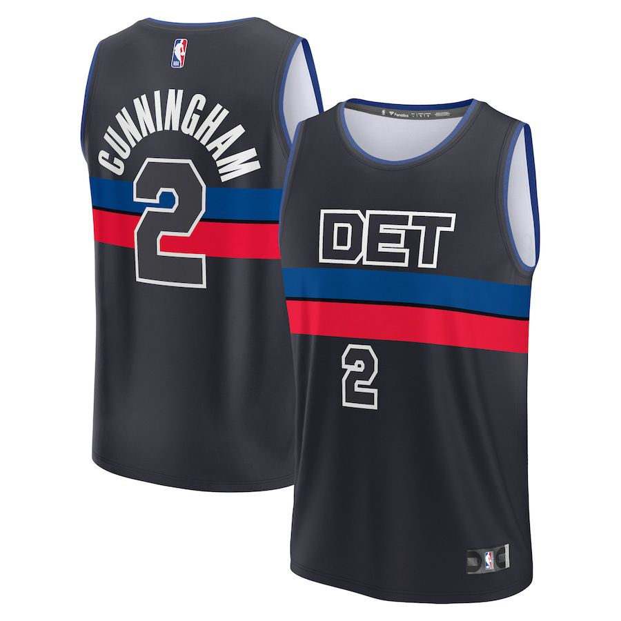 Men Detroit Pistons 2 Cade Cunningham Fanatics Branded Black 2022-23 Fast Break Player NBA Jersey